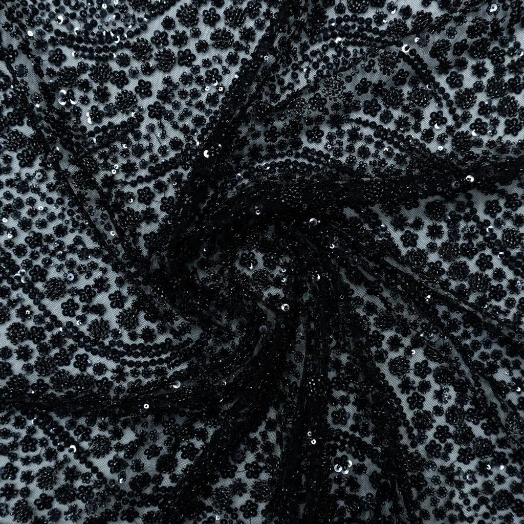 1012065F1232.jpg 130CM SICILIAN BEADED TULLE- BLACK - Image 2