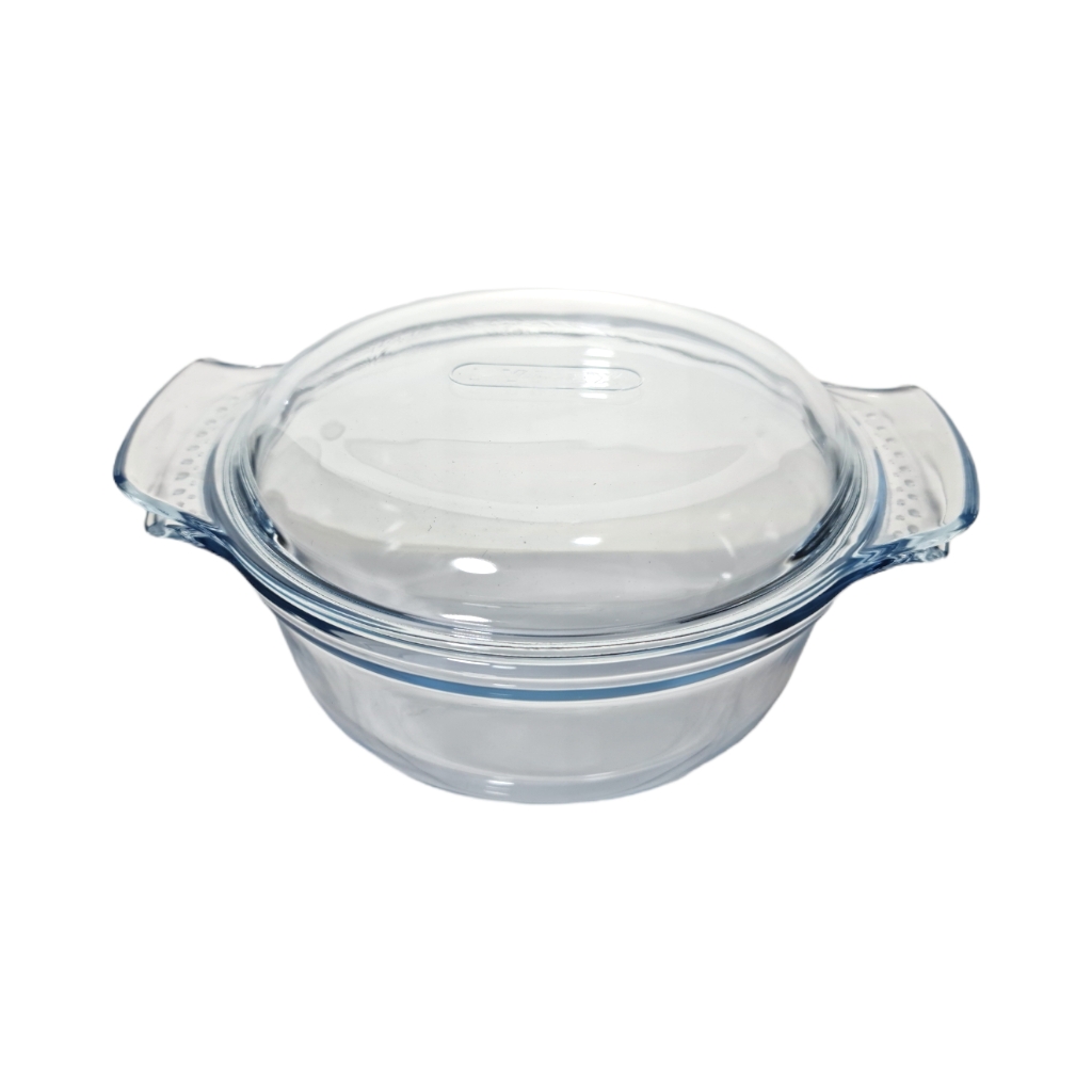 105A000.jpg PYREX CASSEROLE ROUND WITH LIT 1.4lt - Image 1