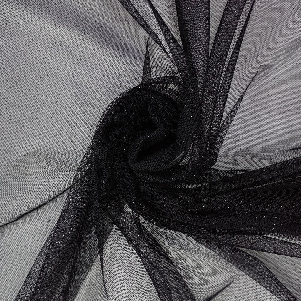 150GT5FBLACK.jpg 150CM GLITTER TULLE-BLACK - Image 1