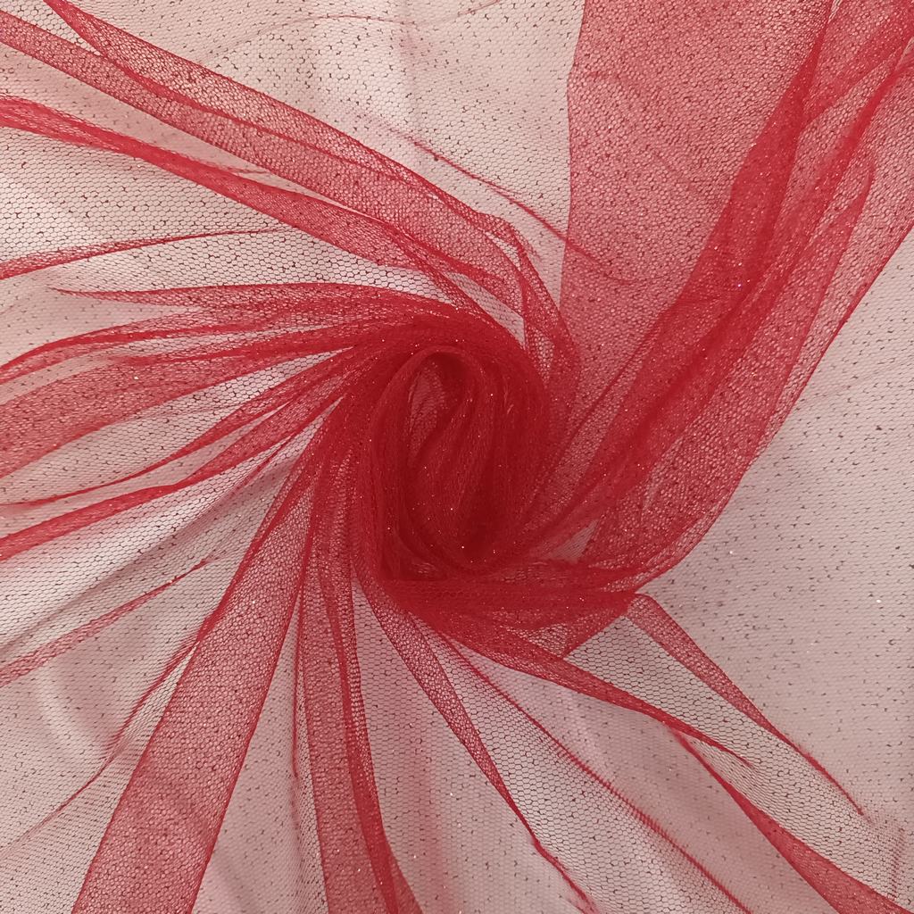 150GT5FRED.jpg 150CM GLITTER TULLE-RED - Image 1