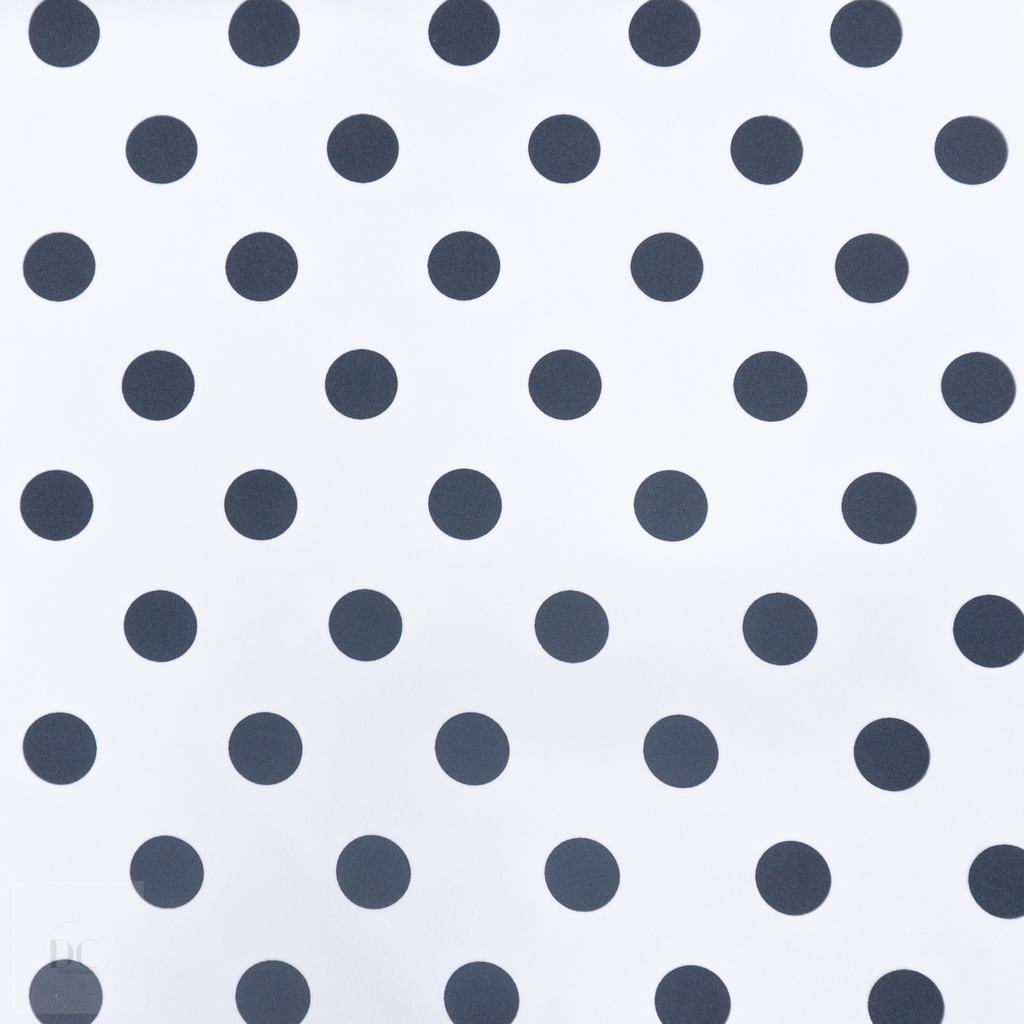150PMM5F370231.jpg PRINTED MINI MATT (150CM) BLK/WHT BIG DOTS - Image 1