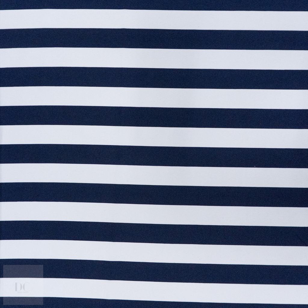 150PMM5F374231.jpg PRINTED MINI MATT (150CM) WHT/NAVY BIG STRIPE - Image 1