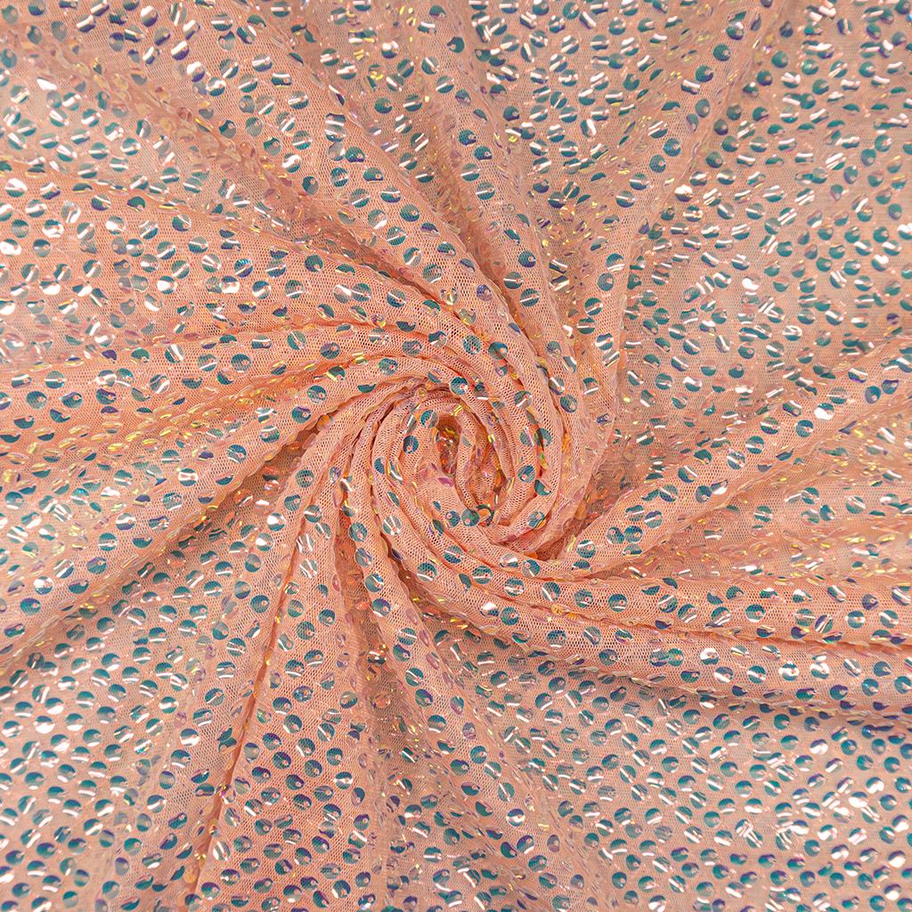 152725FPEACH232.jpg SEQUINS TULLE - PEACH - Image 2
