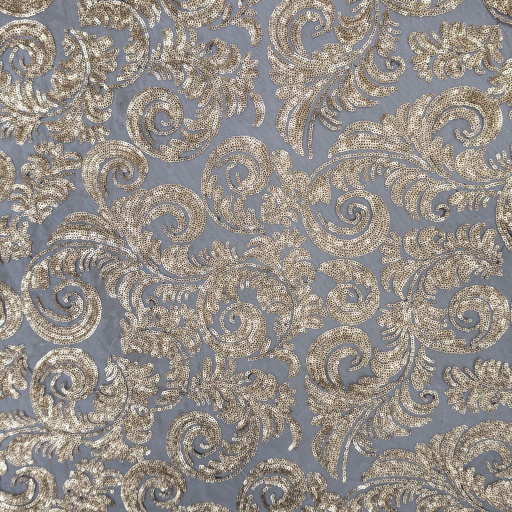 172055F2231.jpg PAISELY DESIGN TULLE BLACK GOLD - Image 1