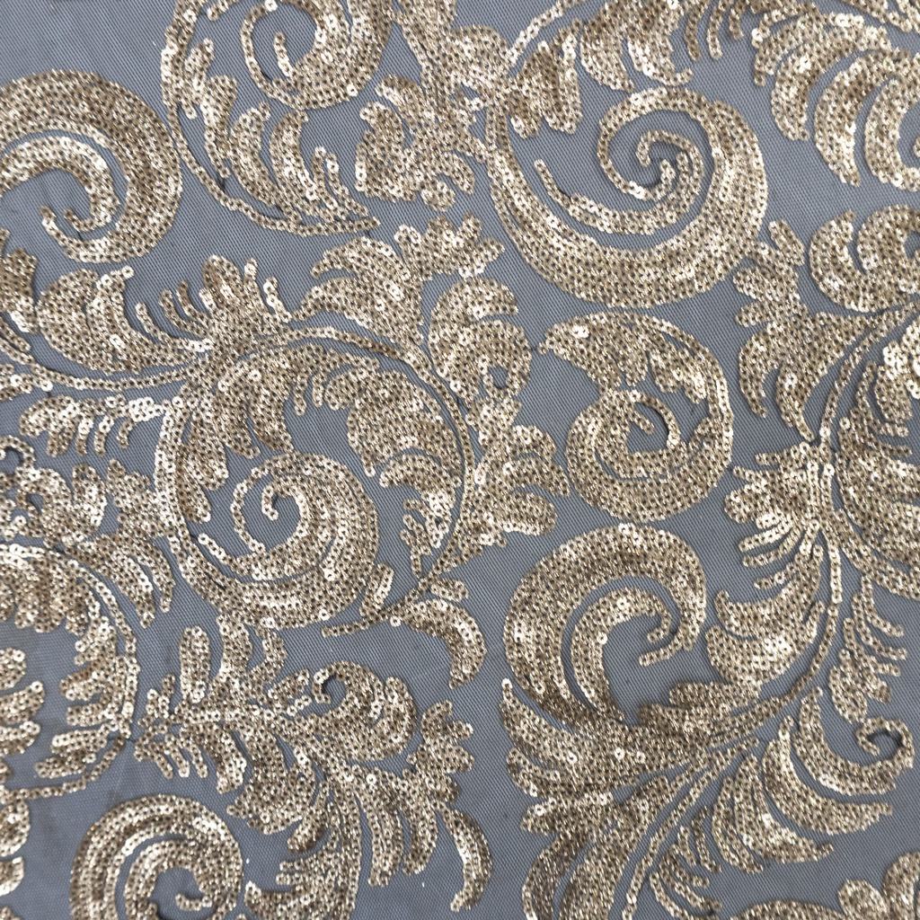 172055F2232.jpg PAISELY DESIGN TULLE BLACK GOLD - Image 2