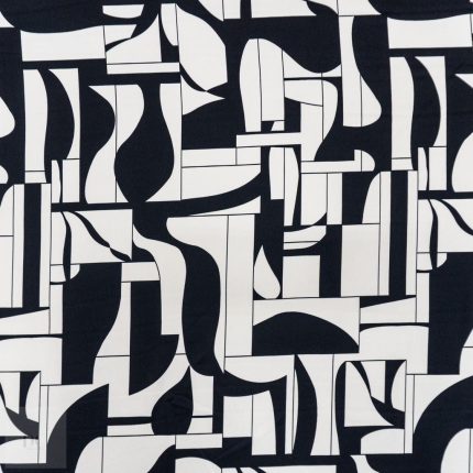 PRINTED HEAVY SATIN 150CM BLACK