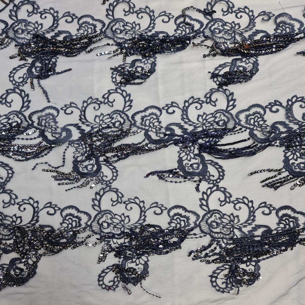 27582D355F1.jpg KOREAN TULLE + SEQ FRINGE EMB ROSE GOLD - Image 1