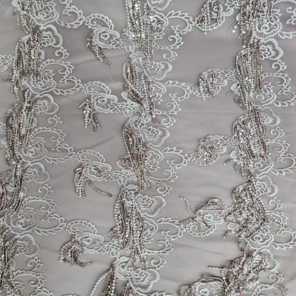 KOREAN TULLE + SEQ FRINGE EMB DUSTY PINK