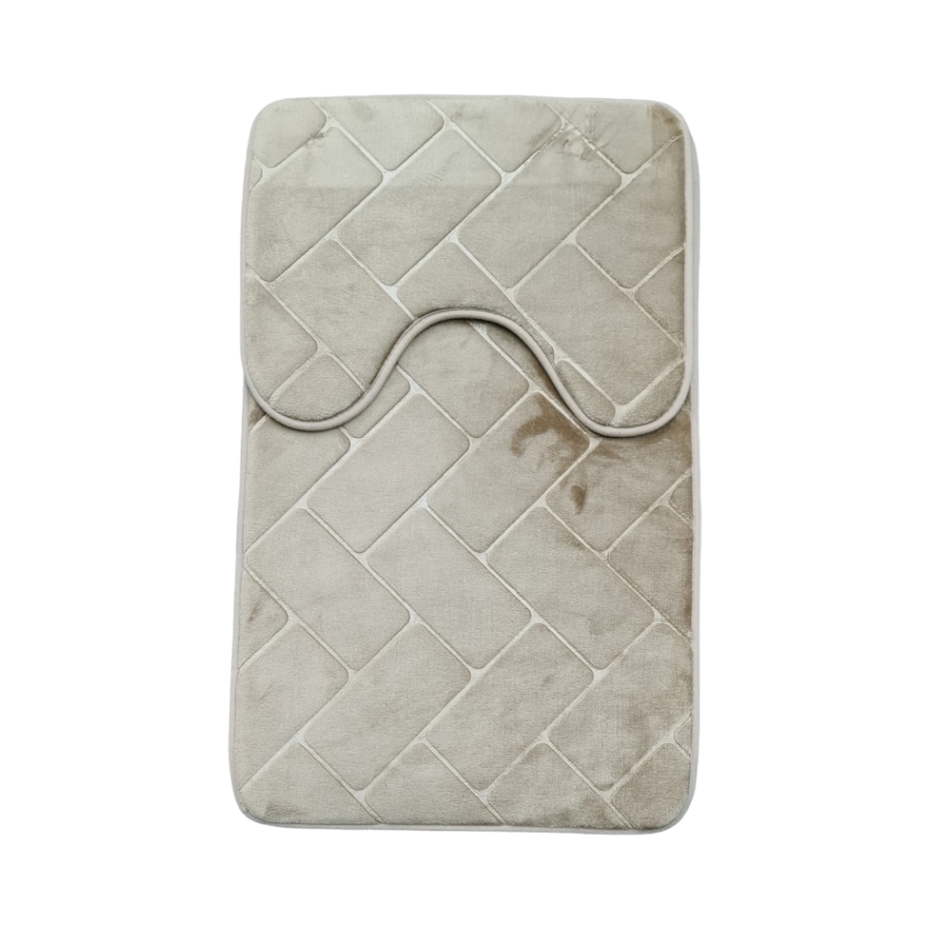 2MBAT2DA5FBE.jpg 2PC MEMORY BATH MAT ATHENS BEIGE - Image 1