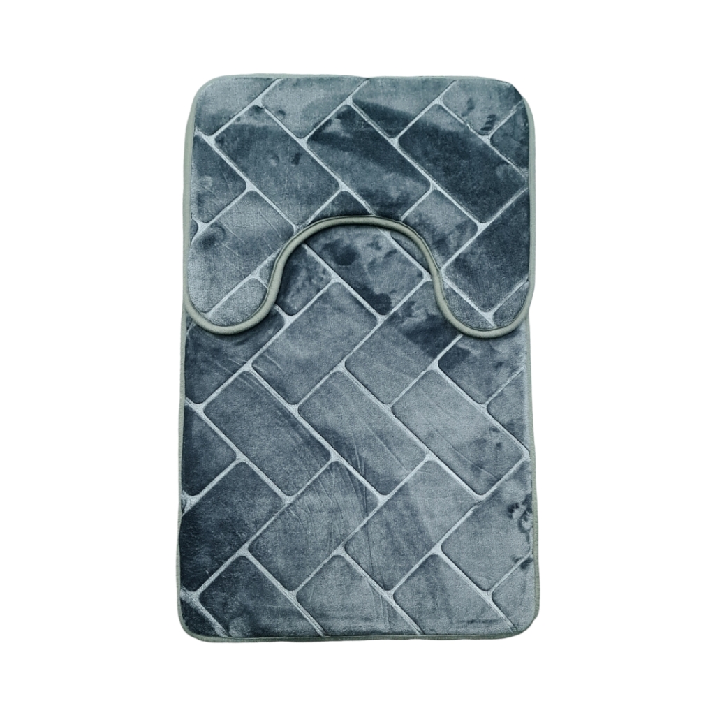 2MBAT2DA5FDG.jpg 2PC MEMORY BATH MAT ATHENS DARK GREY - Image 1
