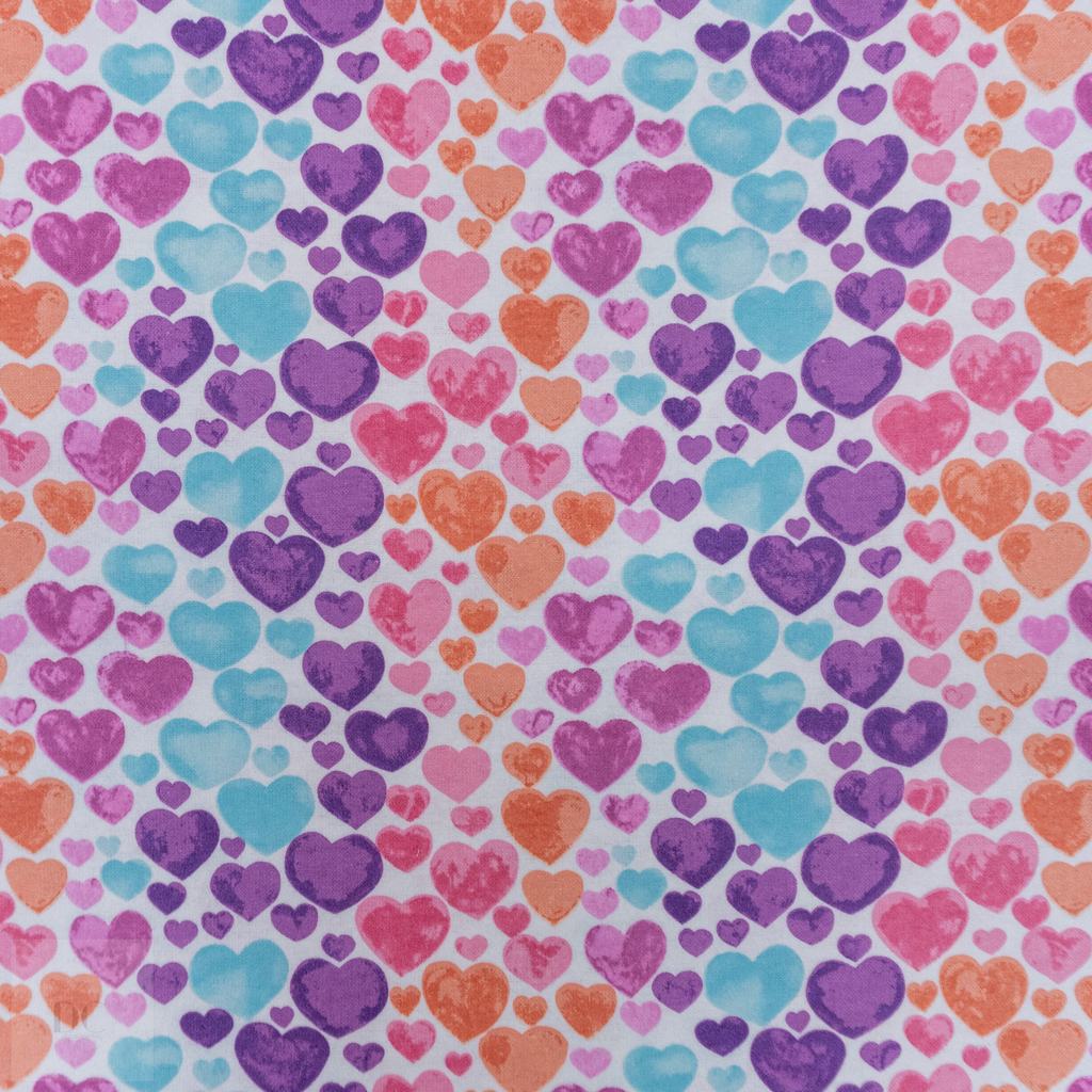 30332D15F1231.jpg CRAFT FLANNEL  WATERCOLOUR HEARTS PP - Image 1