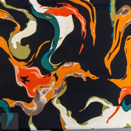 DULL SATIN 50D PRINT (150CM) 163 BLACK