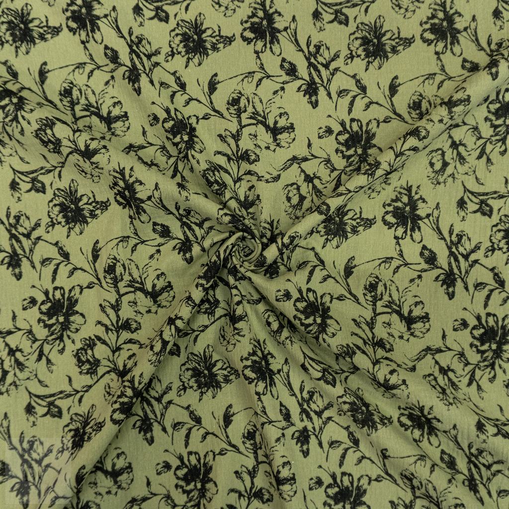 33022D85FOLIVE232.jpg BABY COTTON PRINT FLOWERS (150CM) - Image 2