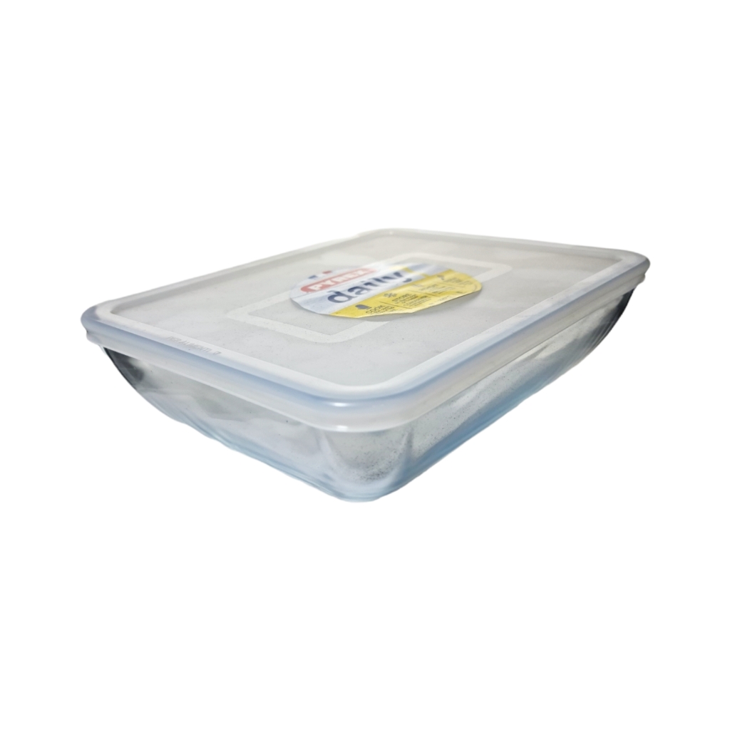 343P000.jpg PYREX DAILY RECT DISH WITH PLASTIC LID 25X20CM - Image 1