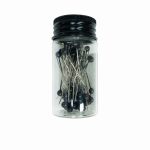 PLASTIC HEADED PINS IN GLASS JAR