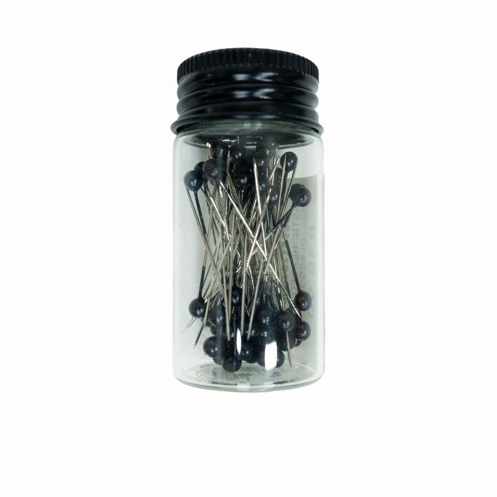 4895126760879231.jpg PLASTIC HEADED PINS IN GLASS JAR - Image 1