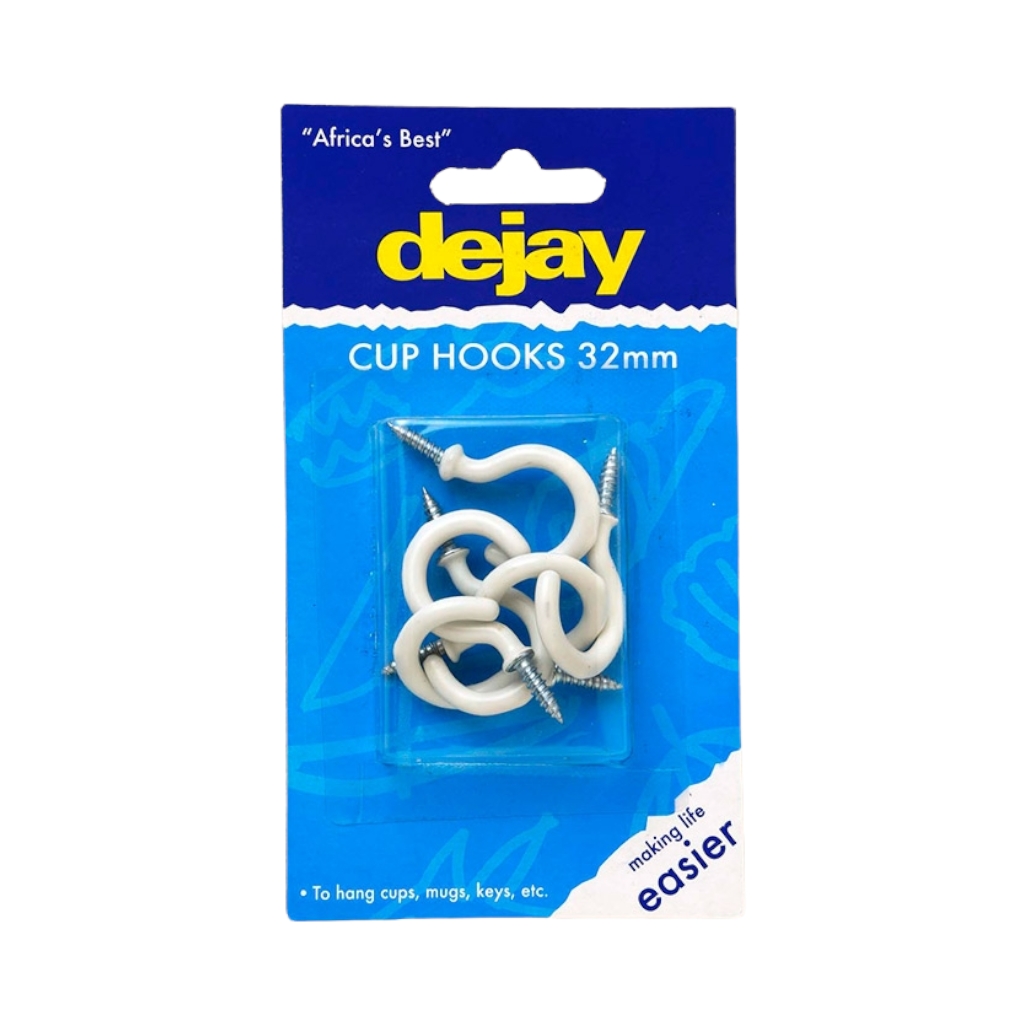 A36.jpg CUP HOOK WHITE PVC 32MM 6PCE - Image 1
