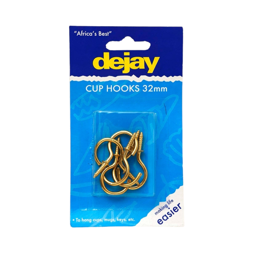 A37.jpg CUP HOOK BRASS 32MM 6PCE - Image 1