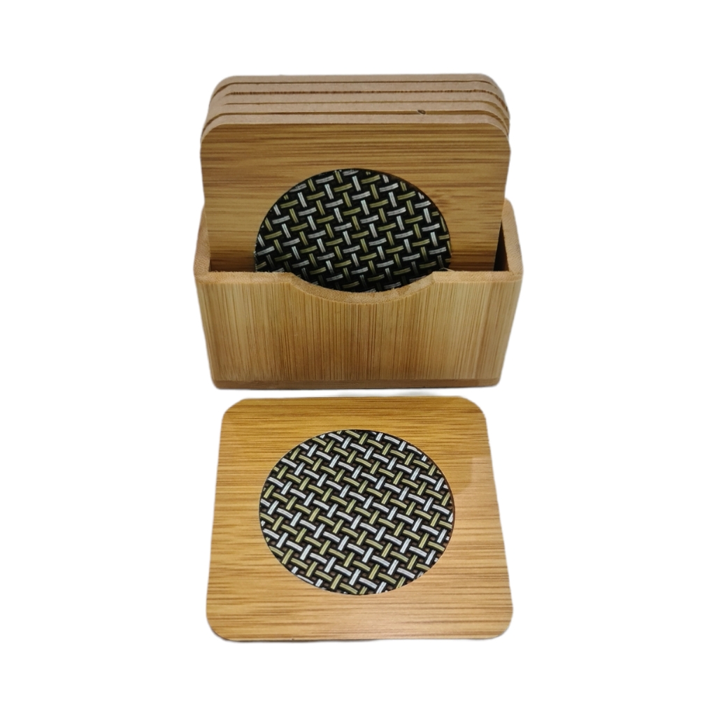 AC2D2034.jpg BAMBOO COASTER SET 7PC SQUARE - Image 1