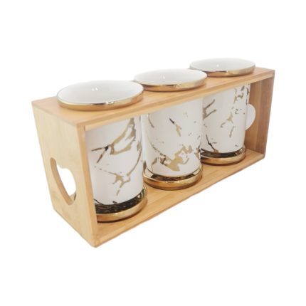 3PC MARBLE CUTLERY HOLDER-WHITE