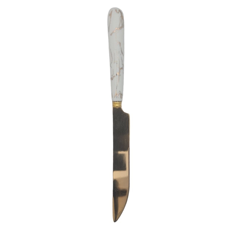 AC2DGWBK.jpg GOLD & WHITE BUTTER KNIFE 6PC - Image 1