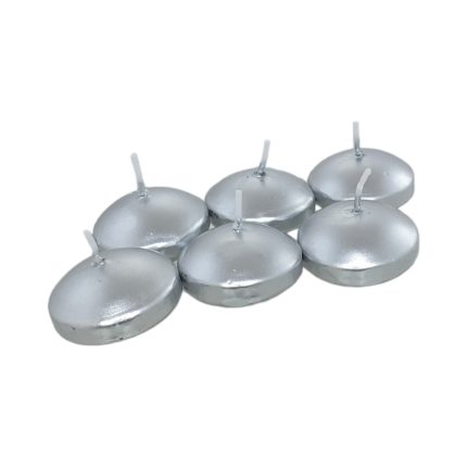 METALLIC FLOATING CANDLE 6PK SILVER