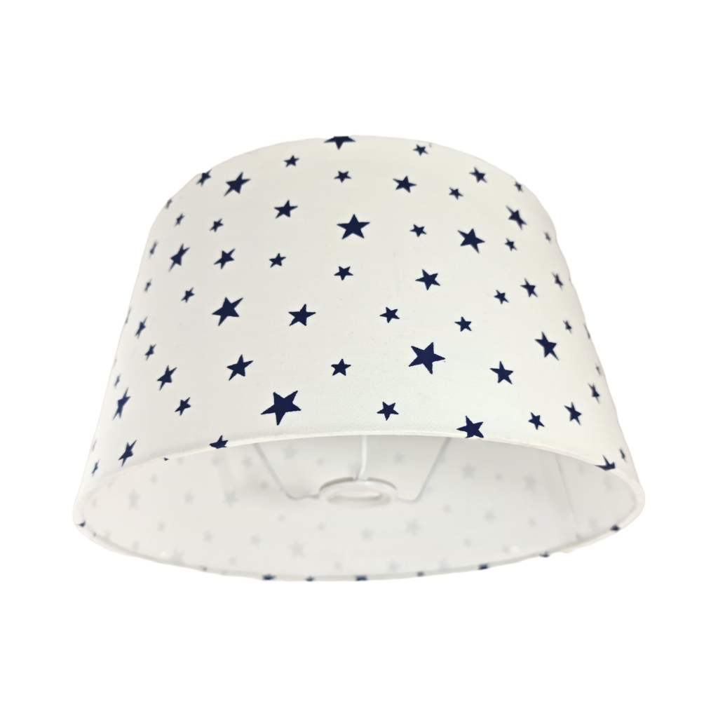 BB2DS1335F11.jpg S133 LAMP SHADE SP FABRIC- WHITE AND BLUE STARS - Image 1