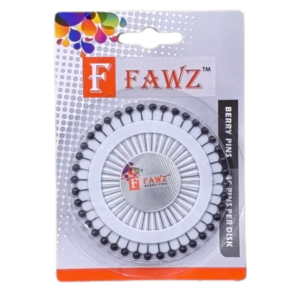 BPP5FB.jpg BERRY PINS  CARDED PEARL- BLACK - Image 1