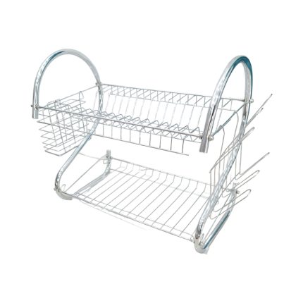 FINE LIVING DOUBLE LAYER DISHRACK CHROME