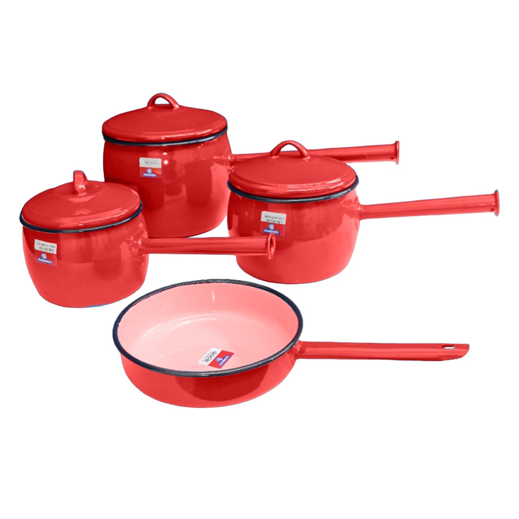 CB13300RD231.jpg CORDON BELLIED POT SET RED - Image 1