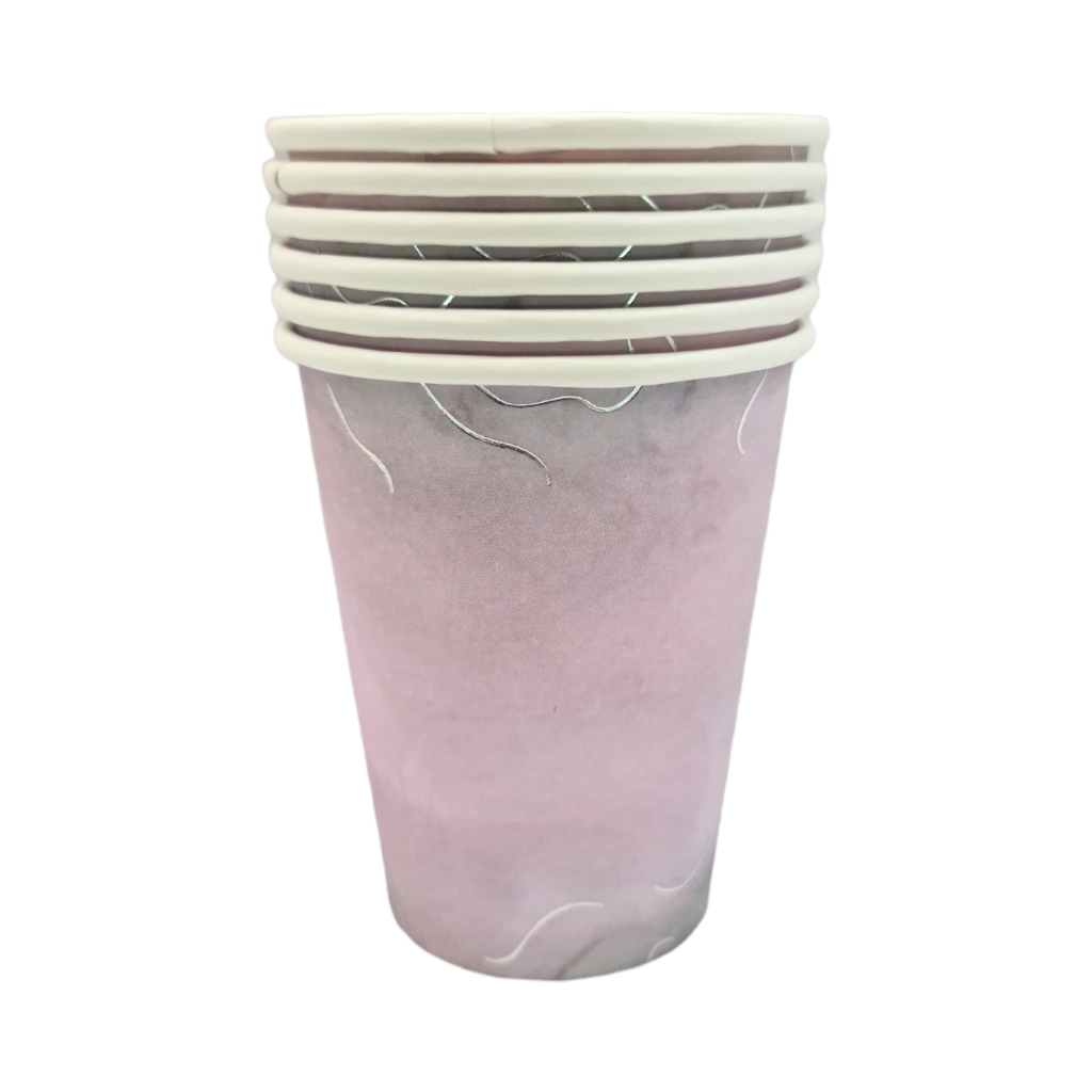 CC2D130444.jpg HEXAGONAL CUP SILVER MARBLE 6PC - Image 1