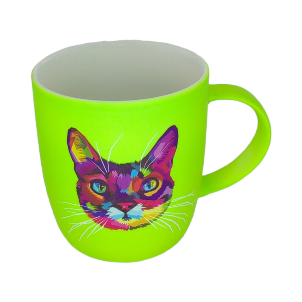CC2D54085FL.jpg NEON ANIMAL MUGS LIME CAT - Image 1