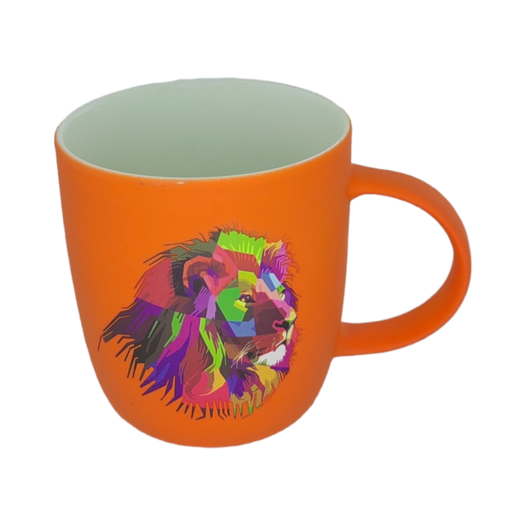 CC2D54085FO.jpg NEON ANIMAL MUGS ORANGE LION - Image 1