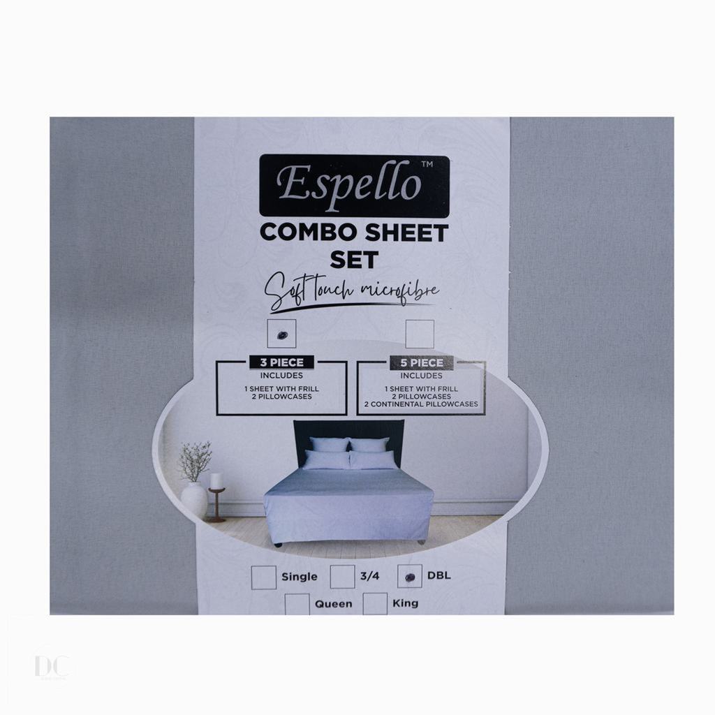 CMDBL5FGR231.jpg MICROFIBRE 90GSM COMBO DBL 3PC -GREY - Image 1