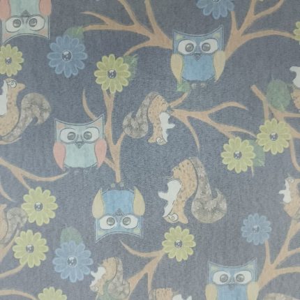 150CM PRINTED DENIM - GREY FLOWER