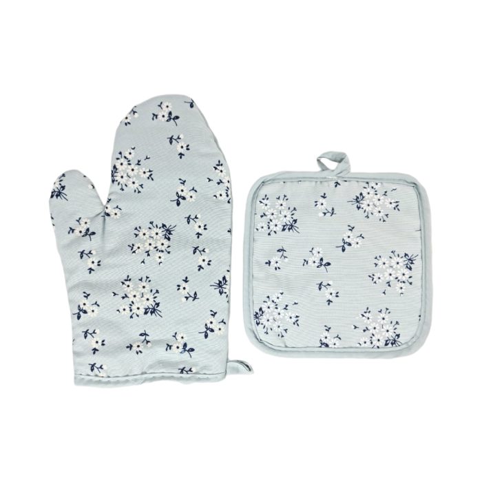 2PC OVEN GLOVES BLUE - Image 1