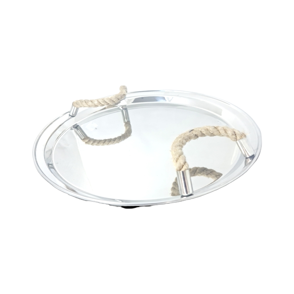 FL2D12230.jpg S/S SERVING TRAY WITH ROPE - Image 1