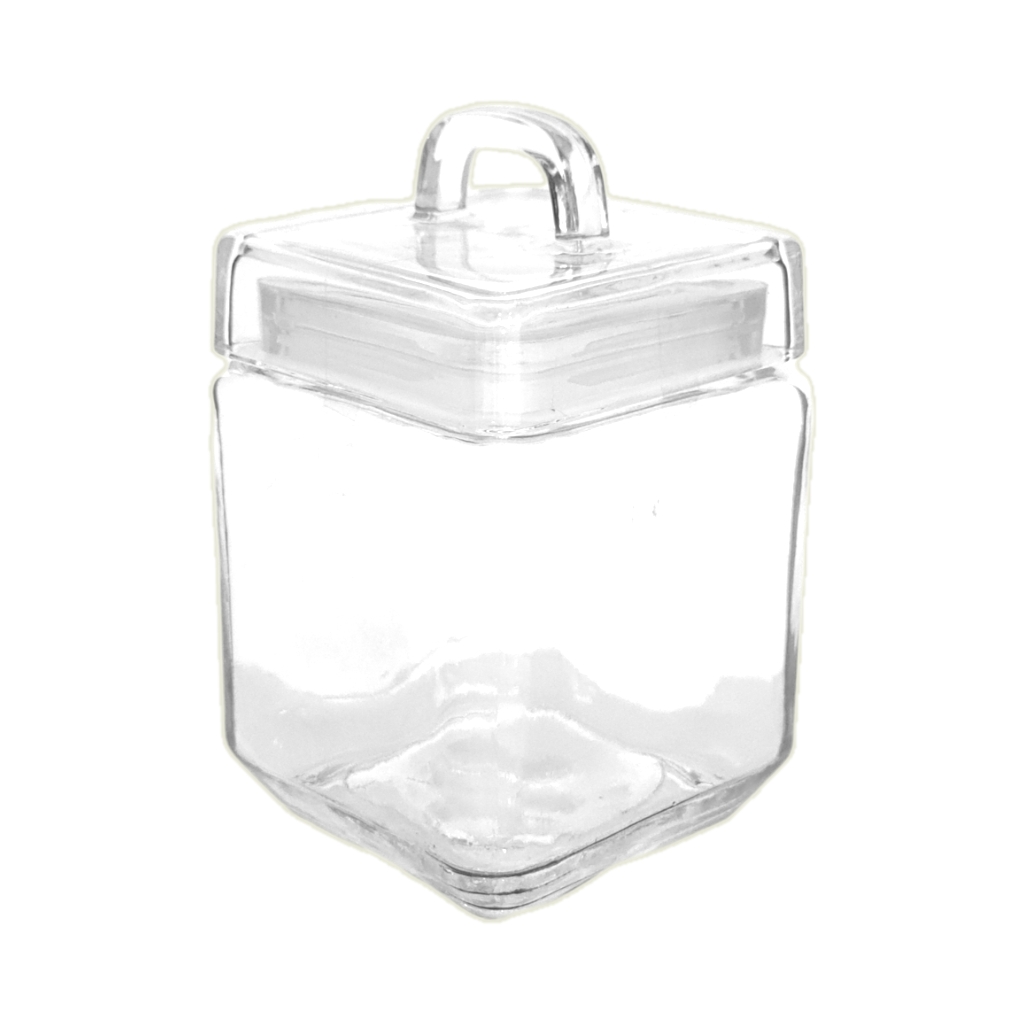 FL2D26582.jpg CANISTER GLASS SQUARE LOOP LID 1.2L - Image 1