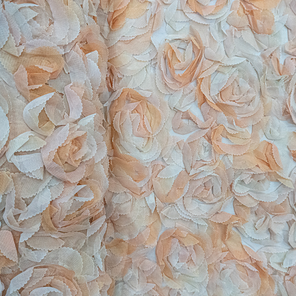 FR2D35FPEACH231.jpg 150CM 3D FLOWER TULLE (PEACH) - Image 1