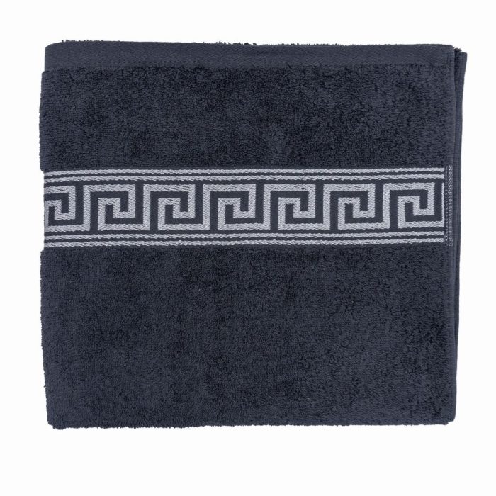 GREEK KEY BATH TOWELS 600GSM GREY - Image 1