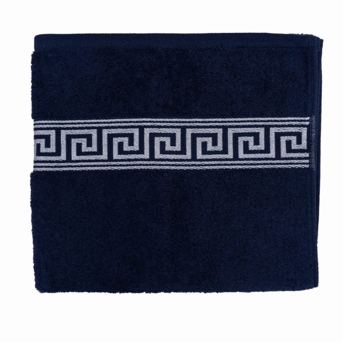 GREEK KEY BATH TOWELS 600GSM NAVY - Image 1