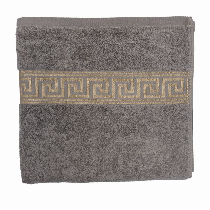 GREEK KEY BATH TOWELS 600GSM TRUFFLE - Image 1