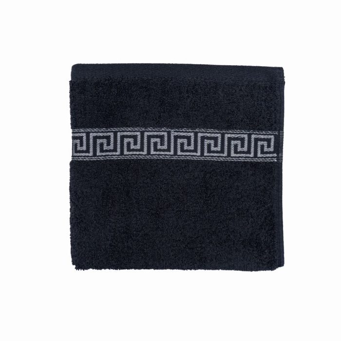GREEK KEY HAND TOWEL 600GSM GREY - Image 1