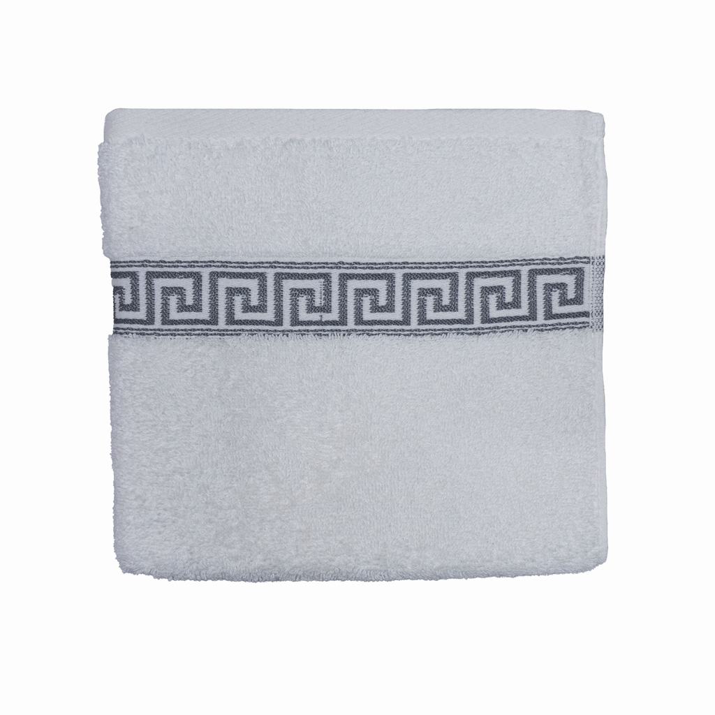GRKHT5FW231.jpg GREEK KEY HAND TOWEL 600GSM WHITE - Image 1
