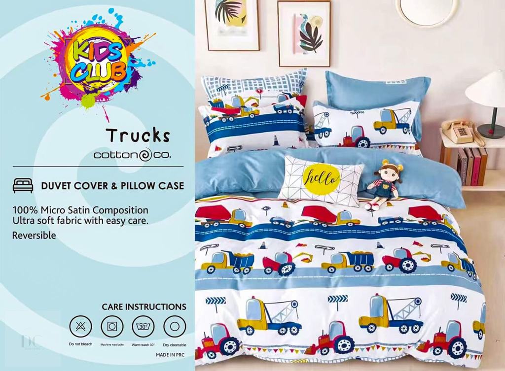 KDDC5FTR231.jpg KIDS DUVET COVER DOUBLE - TRUCKS - Image 1