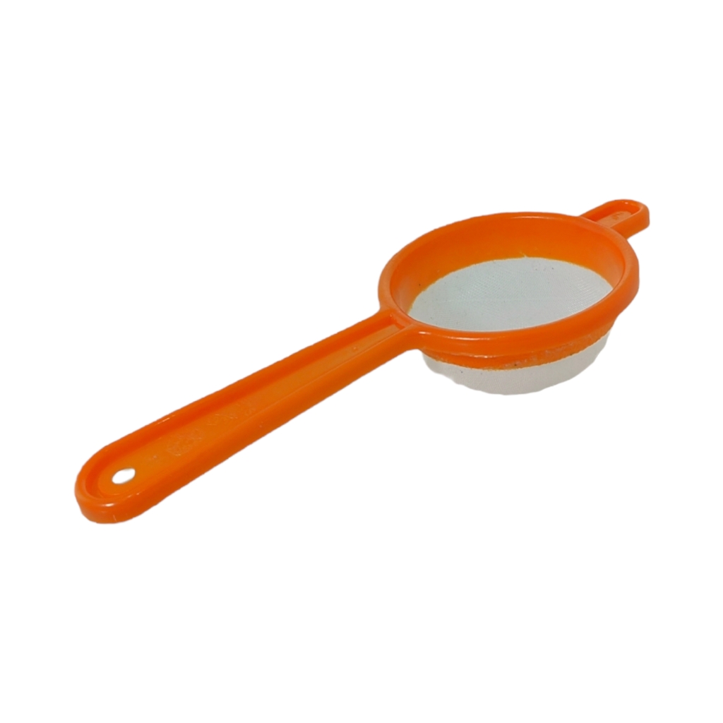 KI1825FORANGE.jpg 8CM PLASTIC TEA STRAINERS - ORANGE - Image 1