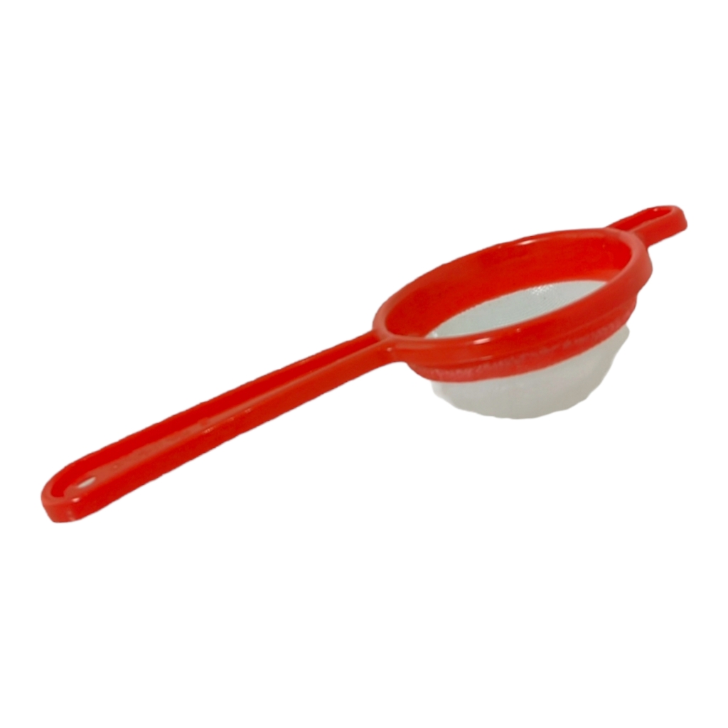 KI1825FRED.jpg 8CM PLASTIC TEA STRAINERS - RED - Image 1