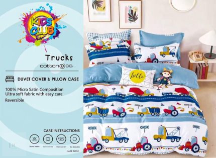 KIDS DUVET COVER SINGLE - TRUCKS