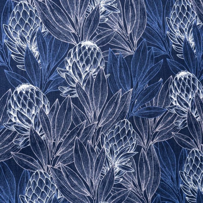 140CM EDEN PROTEA FOREST NAVY LINEN - Image 1
