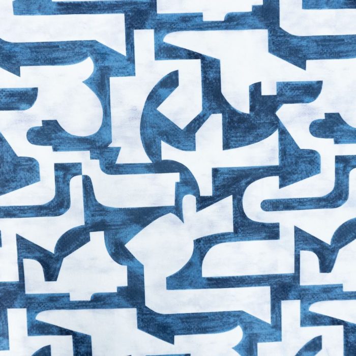 140CM EDEN CUBIST BLUE SLUB VELVET - Image 1